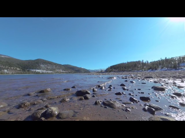 Nature Escape Lake Dillion Shore Beach Rocky Mountains VR180 VR 180 Virtual Reality Travel Sun Snow