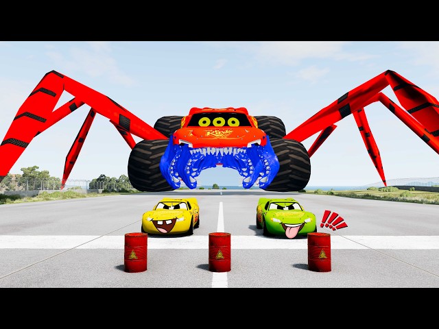 Epic Escape from Lightning McQueen Eater vs Colors Lightning McQueen | BeamNG.Drive