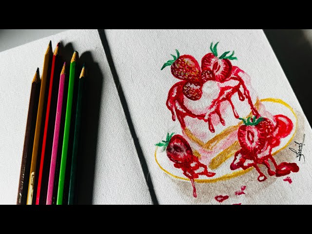 Let’s paint strawberry shortcake pastry and chitchat #painting #Live #Cake #Strawberry