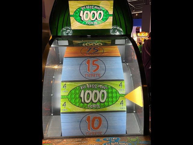 1000 tickets!!!! Big Bass Wheel Pro Arcade game #shorts #arcade #jackpot