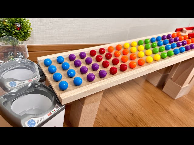 Marble Run ASMR ♫ Mini Washing Machine & DIY Marble Pack Rail & HABA Ramps