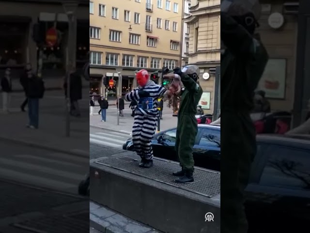 Pro-Palestine protestors take to the streets of the Swedish capital