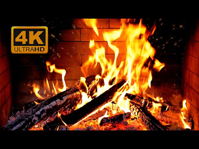 🔥 Cozy Fireplace 4K (12 HOURS). Fireplace with Crackling Fire Sounds. Fireplace Ambience