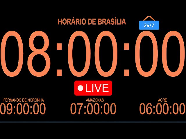 LIVE CURRENT TIME 24/7 | LIVE CLOCK UTC-3 (BRASÍLIA TIME) OFFICIAL TIME OF BRASÍLIA Live