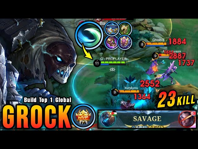 SAVAGE + 23 Kills!! Grock Shutdown All Enemies!! - Build Top 1 Global Grock ~ MLBB