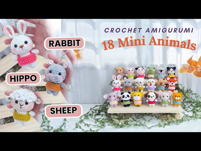 Crochet 18 Amigurumi Mini Animals Keychain - Part 04: Rabbit, Hippo and Sheep | NHÀ LEN