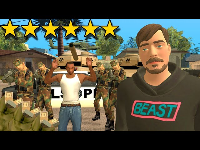 $1,000,000 6 Star Wanted Level Challenge! (MrBeast x GTA SA)