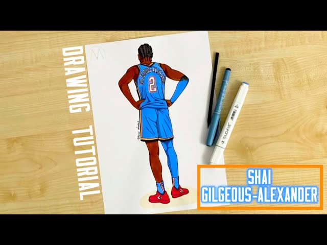 How to draw a basketball player Shai Gilgeous-Alexander Oklahoma City Thunder