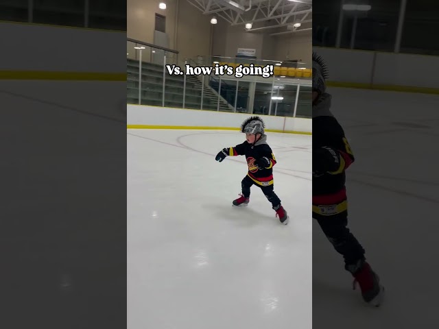 9 month difference! #iceskating #boymom #vancouvercanucks #conorgarland #sahm