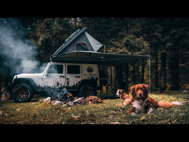 AUTUMN SOLO CAMPING - FOLIAGE ON THE ALPS LIVING IN MY JEEP WRANGLER OVERLAND WILD CAMPING