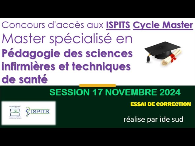 Concours d'accès  ISPITS Cycle Master pédagogie de Sciences infirmières et techniques de Santé 2024