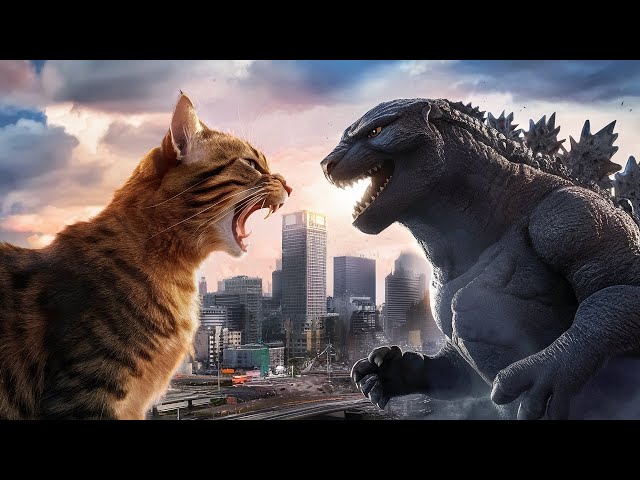 Ai cat story : Ginger Cat vs Godzilla: Epic Battle of the Century (DBK)