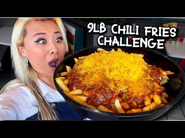 8lb CHILI CHEESE FRIES CHALLENGE in Ontario, CA!! #RainaisCrazy