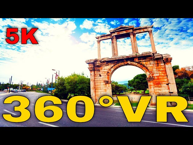 360° VR The Arch of Hadrian and Plaka Area Visit Athens Travel To Greece 5K 3D Virtual Reality HD 4K