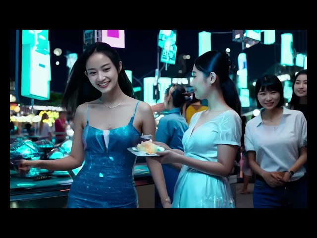 Thai Ladies Night at a 2124: Futuristic Bangkok Night Life Market with Thai Beauties ai