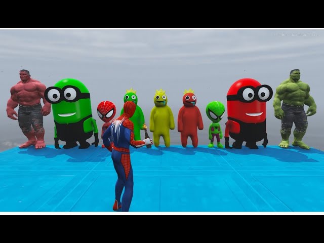 GTA 5 Epic Ragdolls RED SPIDERMAN VS RED MINION VS GREEN MINIONEuphoria Physics & Funny Fails 20