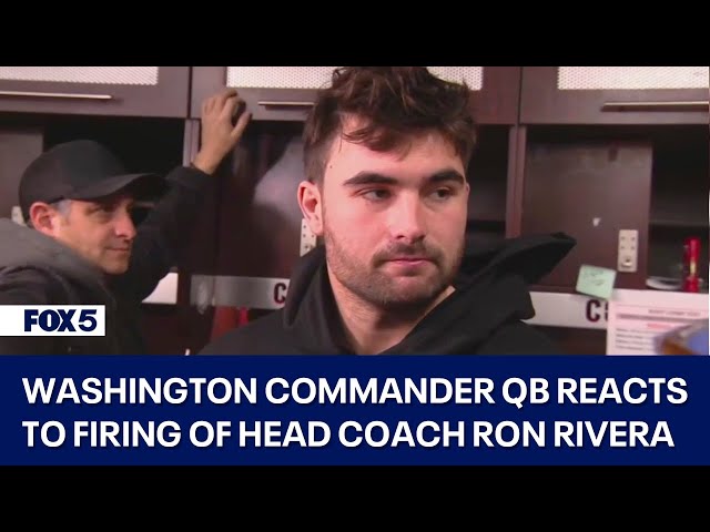 Washington Commander QB Sam Howel reacts to firing of head coach Ron Rivera