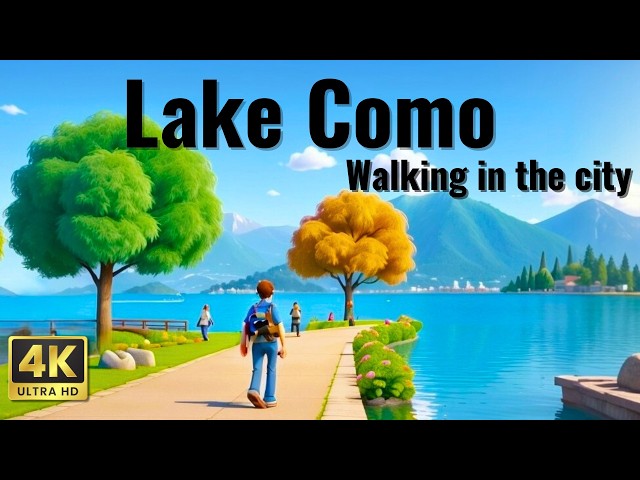 LAKE COMO ITALY, 4k  relaxing walk on the lakefront, no music,  original audio