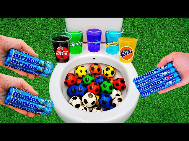 Compilation EXPERIMENTS: Football VS Popular Sodas !! Coca Cola, Fanta,  and Mentos in the toilet