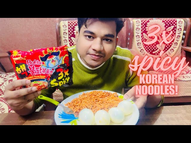 Korean Buldak Noodles Challenge ! Trying 3X Spicy🥵 #koreanfood #koreannoodles