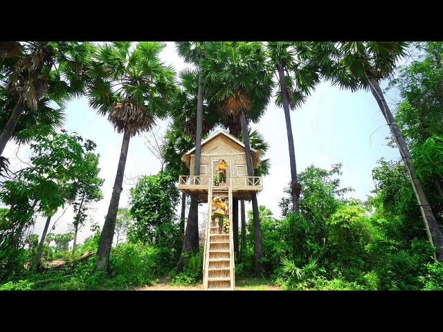 Survival Girl Living Alone Build Billionaire Luxury Bamboo Tree House for Relaxing by Hand Tools