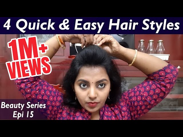 4 quick & easy self Hairstyles for girls | 1 minute puff hairstyle | Karthikha Channel Beauty Series