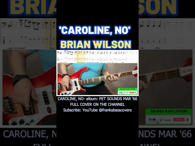 CAROLINE, NO - BRIAN WILSON - FRANKS BASS COVERS #shorts