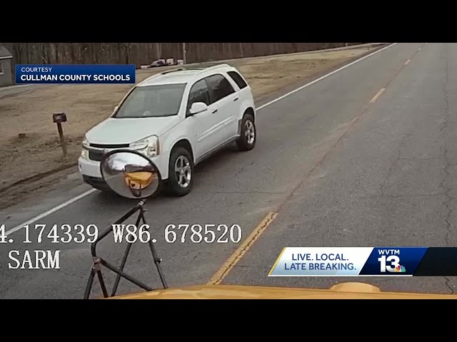 Intense video of 'close call' as driver ignores Cullman County bus stop sign to let child cross