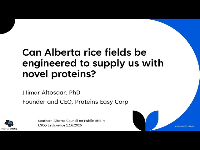 Can Alberta rice fields be engineered to supply us with novel proteins? - January 16th, 2025