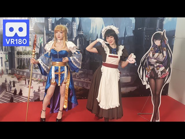 5K 180VR Cute Game Cosplayers Ragnarok MMORPG Gravity booth in PlayX4 Game Show Korea