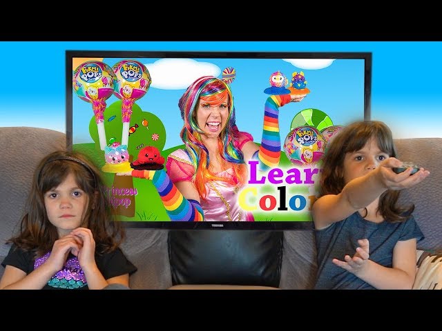 Twins watch Princess Lollipop Teach Colors with Pikmi Pops!