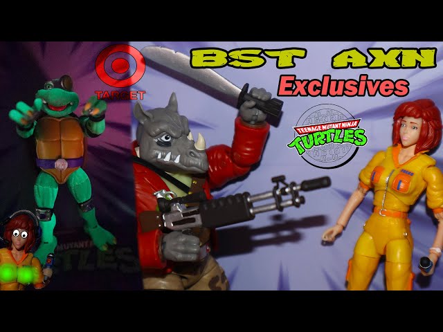 Target Exclusive TMNT BST AXN April O'Neil, Rocksteady & Glow-in-the-Dark Slash Figure Review