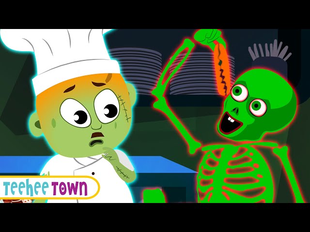 🔴  Halloween Party - Five Skeletons Cooking Pizza | Spooky Scary Songs By Teehee Town