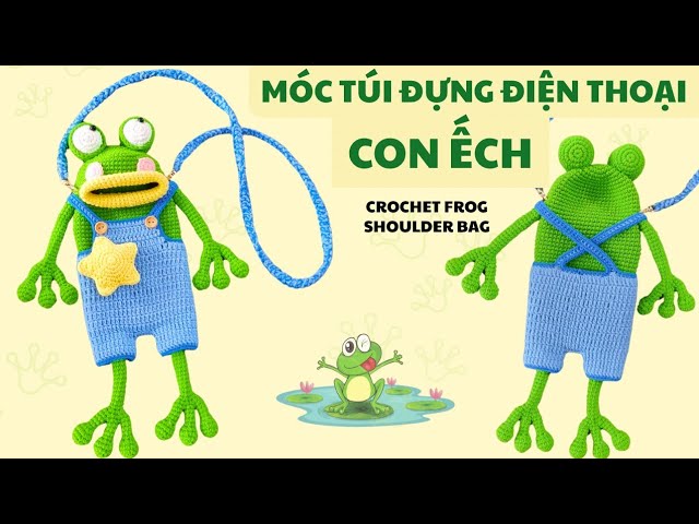 Bài 417: Crochet frog bag | Móc túi điện thoại con Ếch | Bi Do Handmade