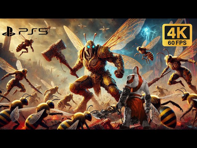 God of War | 4K HDR 60FPS | Kratos vs Swarm of Flying Bee Demons – Intense Battle!