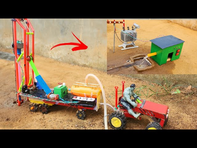 Diy tractor borewell drilling machine | Submersible water pump | Solar project