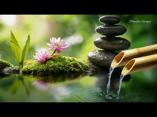 Relaxing Piano Music & Water Sounds, Deep Sleeping Music - Meditation Music,Water Fountain, Bamboo.