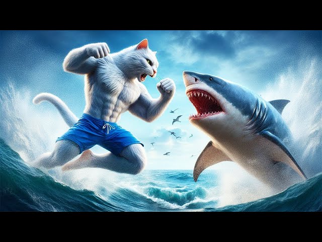 Daddy Fights Shark to Save a Kitten 🐈👊🐬 #ai #cat #catlover #story #cute