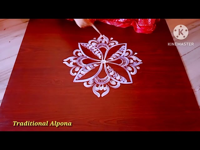 Festival Special Floor Alpona Design 🌼🌸 Rangoli Design Simple//Jhoti Design//Kolam Design