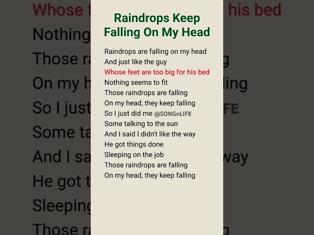 Raindrops Keep Falling On My Head | B.J. Thomas #lyrics #english