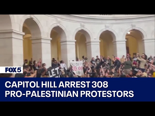 Capitol Hill police address pro-Palestinian protest at the Cannon Rotunda