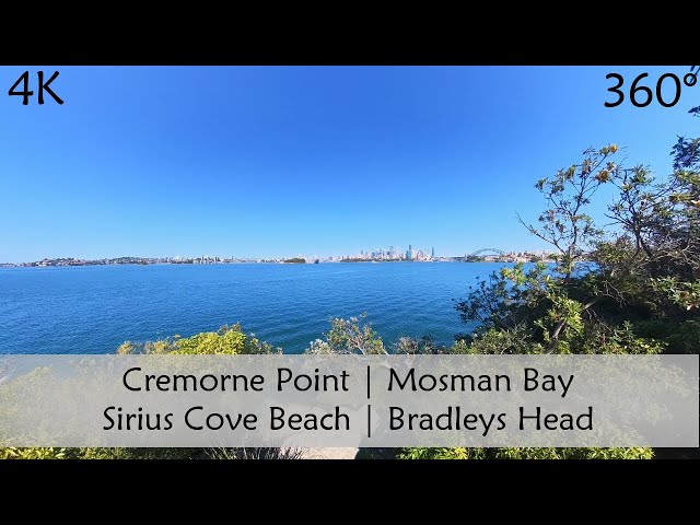 Walking Cremorne Point, Mosman Bay to Bradleys Head | Sydney Harbour | 360° Video | Slow TV