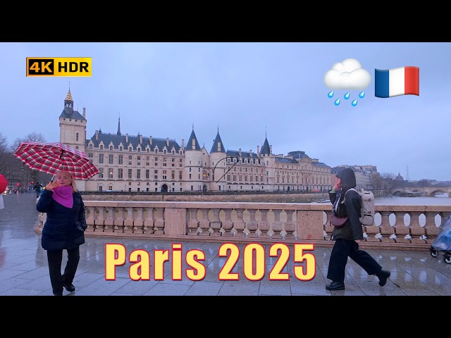 PARIS, FRANCE 🇫🇷 - LONG WALKING TOUR IN THE RAIN - JANUARY 29, 2025 - PARIS 4K - ASMR