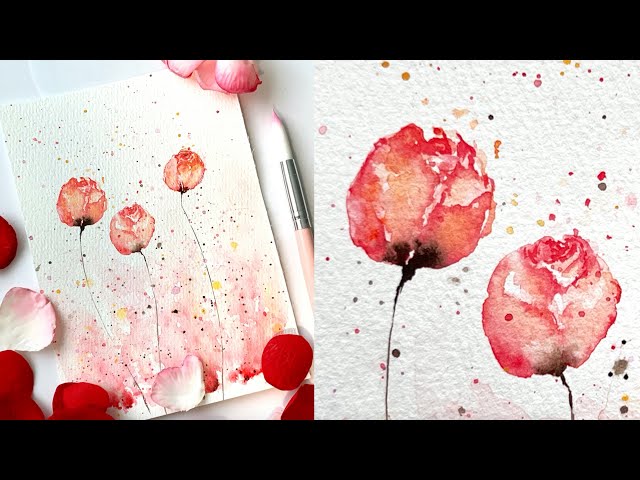 How to paint vivid loose watercolour rose side view? | Original Speed