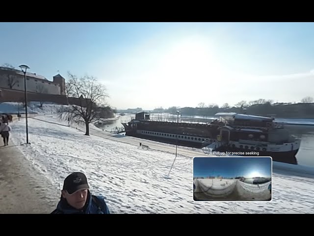 360 Panorama walking at River of Kraków - part 3 2019 winter -  4k UHD HQ