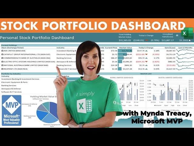 Excel Stock Portfolio Dashboard - FREE File Download