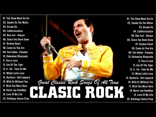 Best Classic Rock Songs 70s 80s 90s - Queen, Guns N Roses, ACDC, Nirvana, U2, Pink Floyd, Bon Jovi