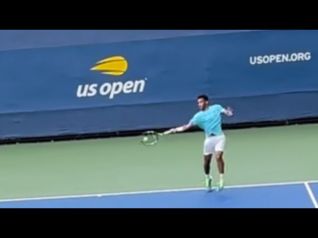 Jannik Sinner vs Felix Auger Aliassime crazy point | Usopen 2023 Arthur Ashe Staduim practice match!