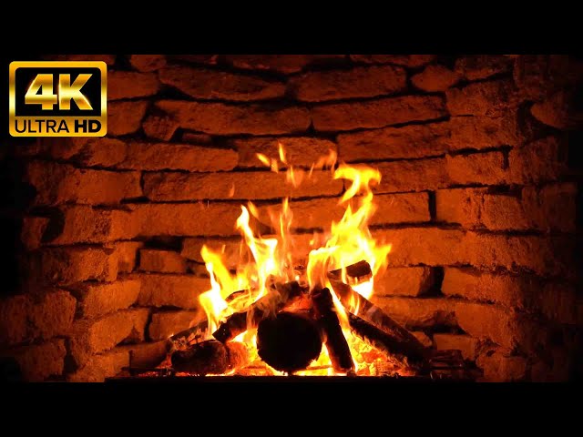 4K Crackling Fire Sounds 🔥 Warm Fireplace Serenity for Relax 🔥Fire Burning Gently In The Night