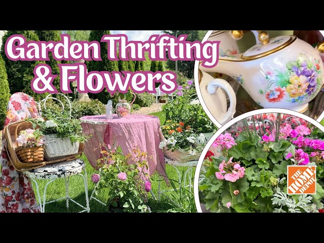 Thrift with me for Vintage Garden Decor// Home Depot New Plant Arrivals!